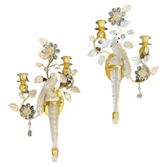 Pair of Bagues Manner Rock Crystal Sconces