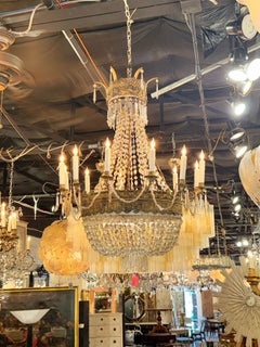 Early 19th Century French Empire Basket Chandelier with Greek Key Motif