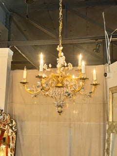 French Maison Bagues Crystal Flower Chandelier