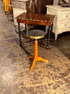 Italian Walnut and Black Marble Drink Table