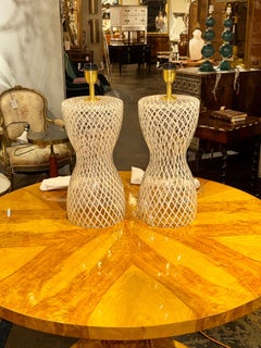 Pair of Vintage Murano Glass Lattice Lamps
