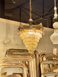Late 19th c. French Bronze and Crystal Waterfall Chandelier