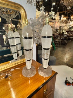 Pair of French Polished Rock Crystal Lamps
