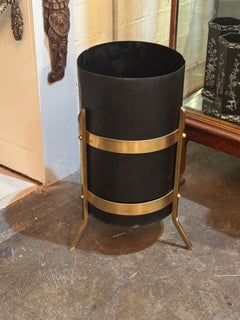 Italian MCM Style Steel and Brass Umbrella Stands