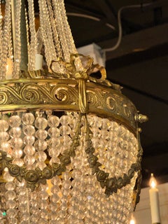 French Empire Gilt Bronze and Crystal Basket Chandelier