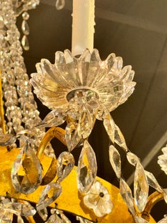 Fine 19th c. Italian Empire Gilt Tole and Crystal Chandelier
