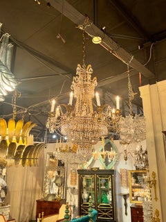 French Empire Crystal Basket Chandelier