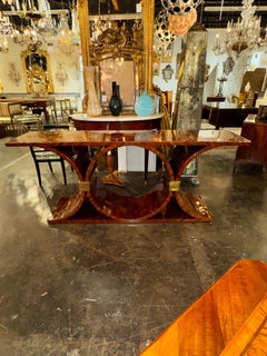 MCM Art Deco Style Black Walnut Console