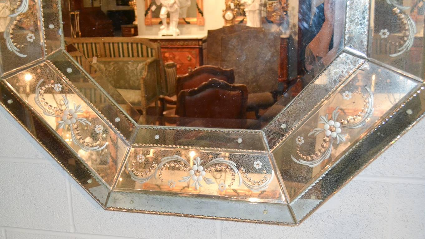 Italian Excellent Pair of Venetian Octagonal Mirrors
