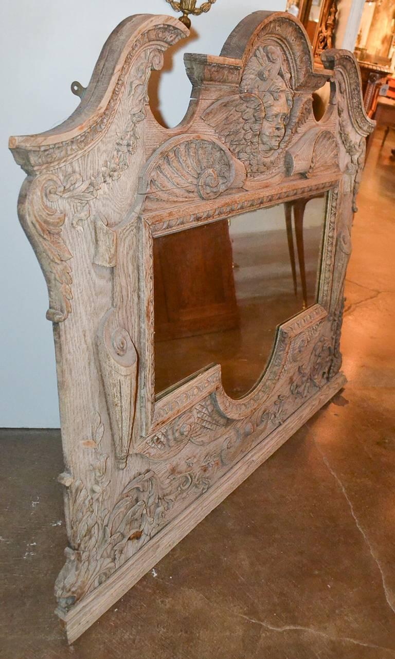 19th Century Italian Carved Oak Mirror 3
