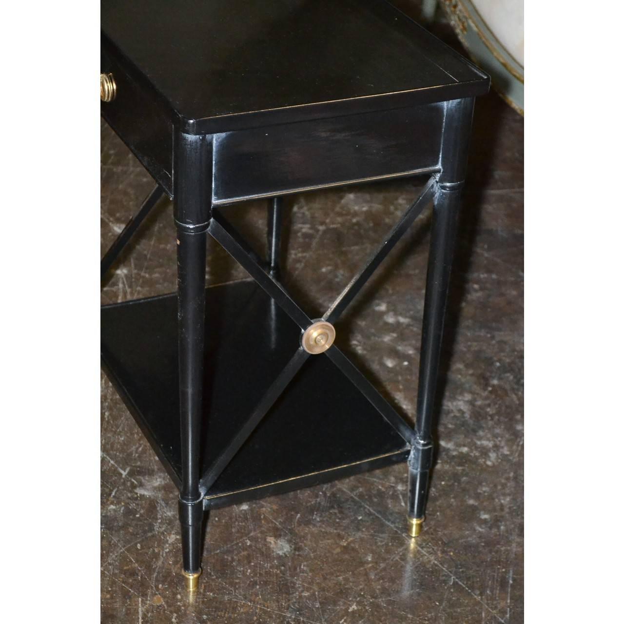 Directoire Pair of Black Lacquered French Side Tables