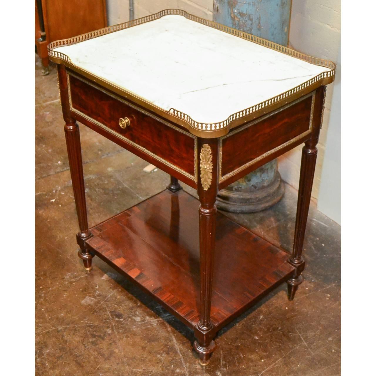 Brass Antique French Louis XVI Style Side Table