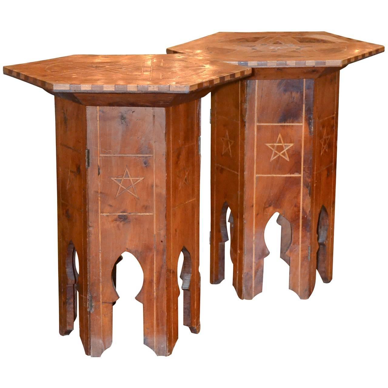 Antique Pair of Syrian Hexagon Stands