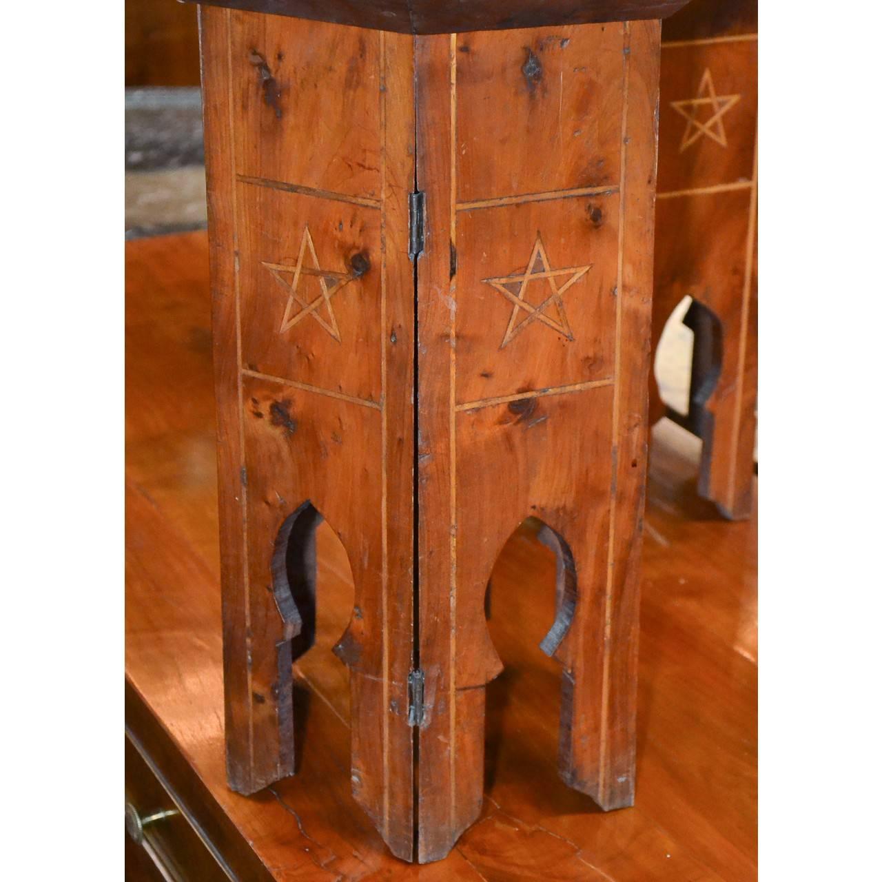 Islamic Antique Pair of Syrian Hexagon Stands