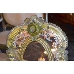 1920s Pair of Gorgeous Venetian Vanity Mirrors on Stands