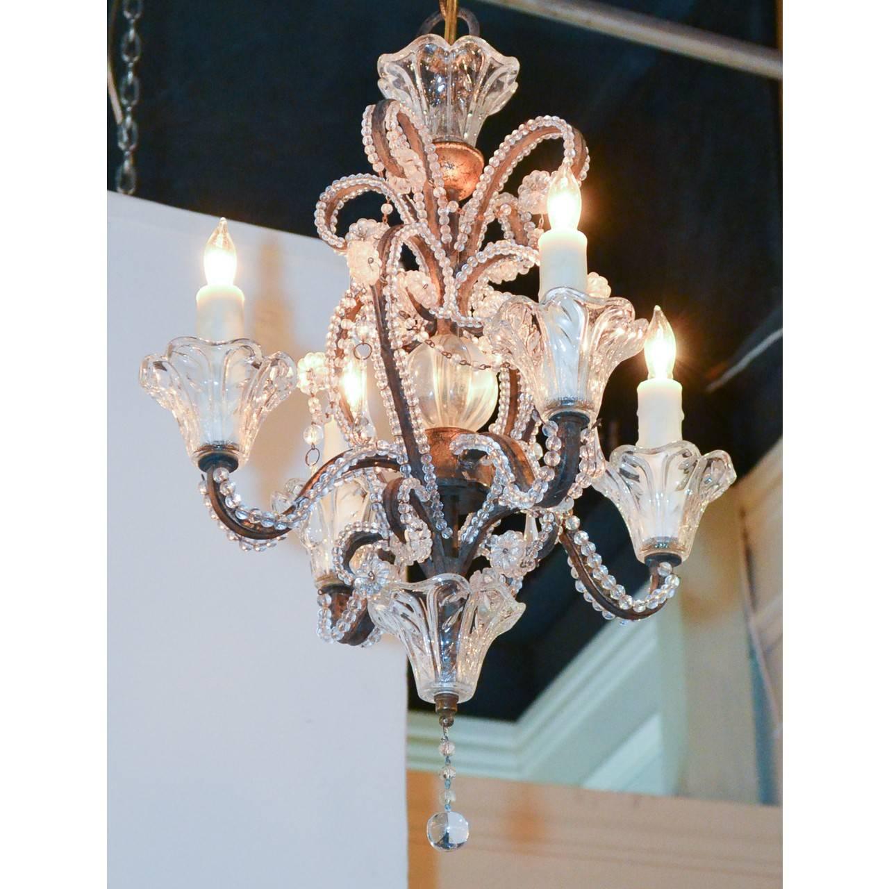 Metal Petite Beaded Italian Chandelier