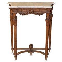 19th Century Louis XVI Limewood Console with Carrara Marble Top