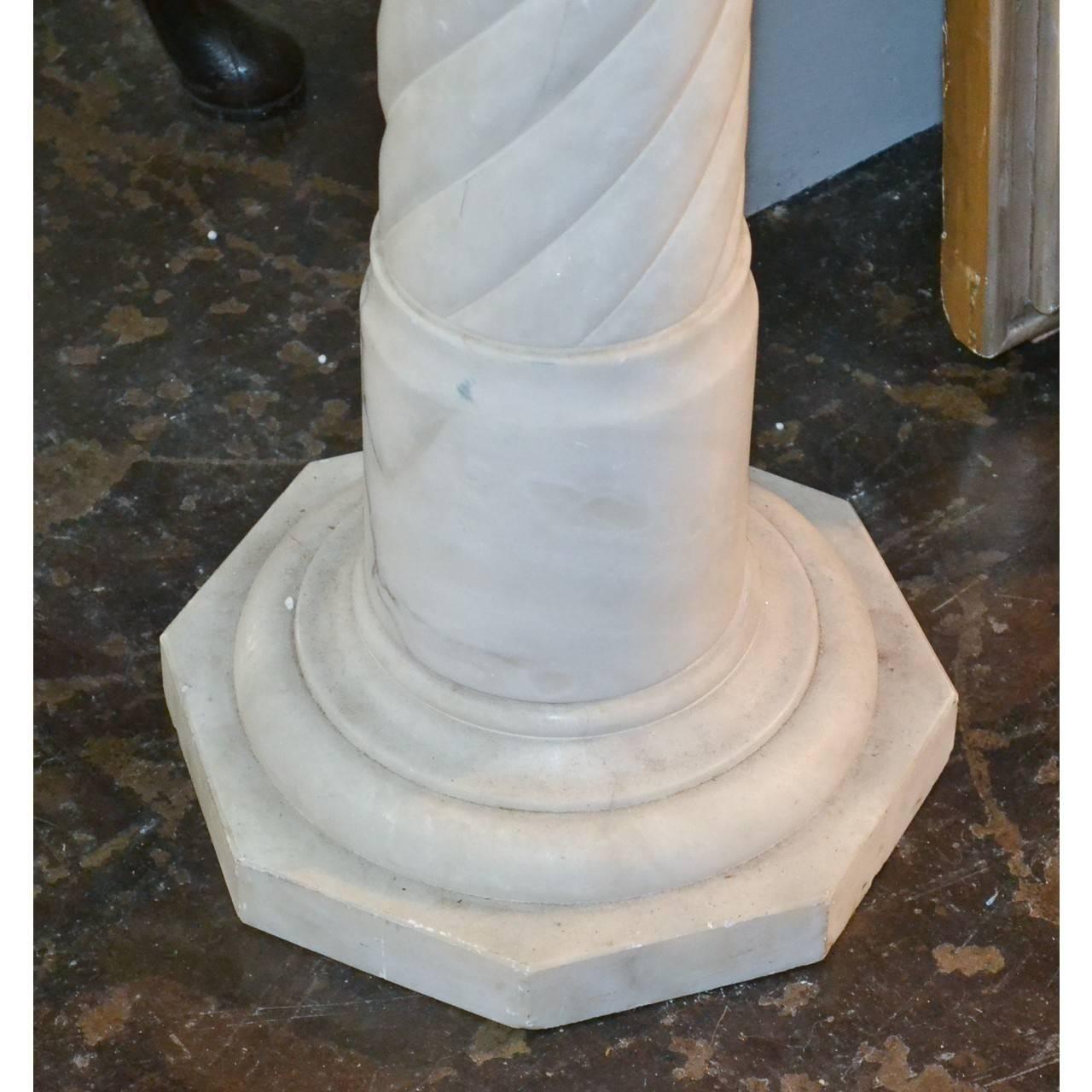 French Continental Twisted Marble Column Pedestal