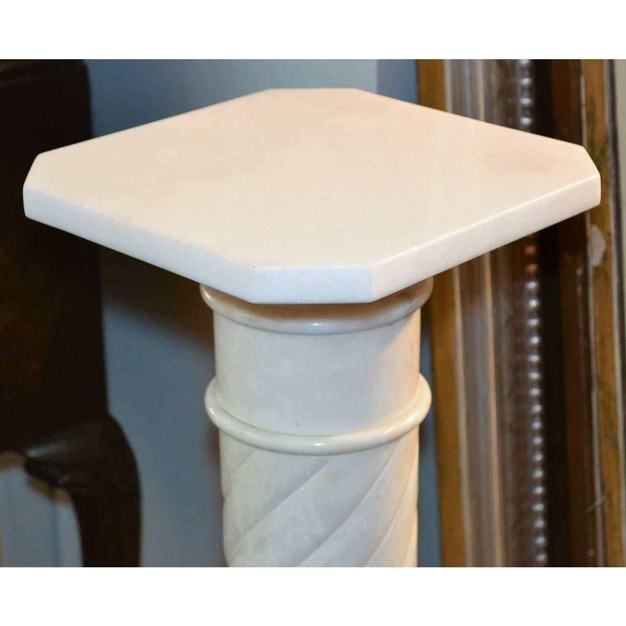 20th Century Continental Twisted Marble Column Pedestal
