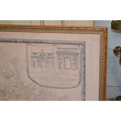 French Vintage Map of Paris 1940s in Giltwood Frame