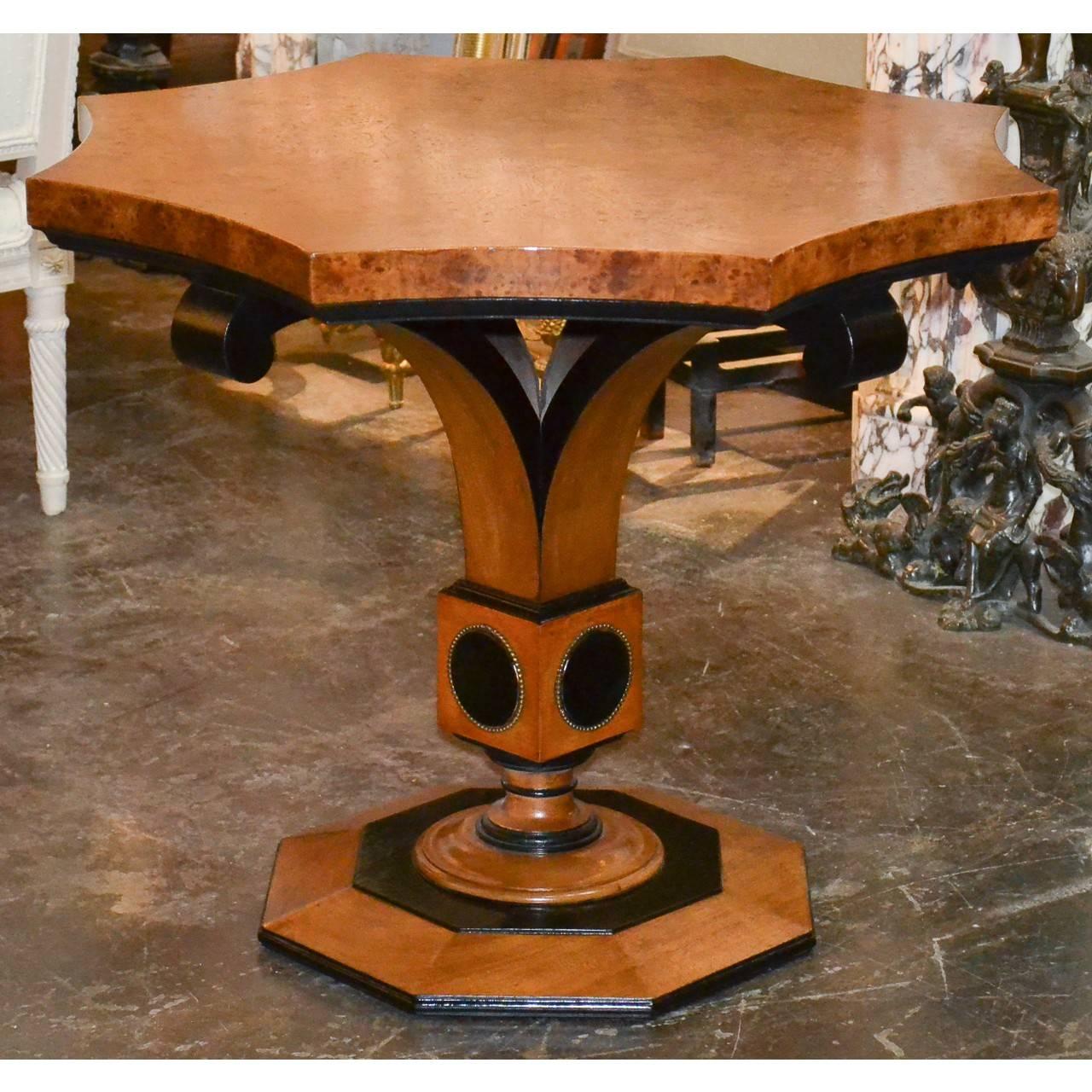 Mid-Century Modern 1940s Continental Burl Wood Table