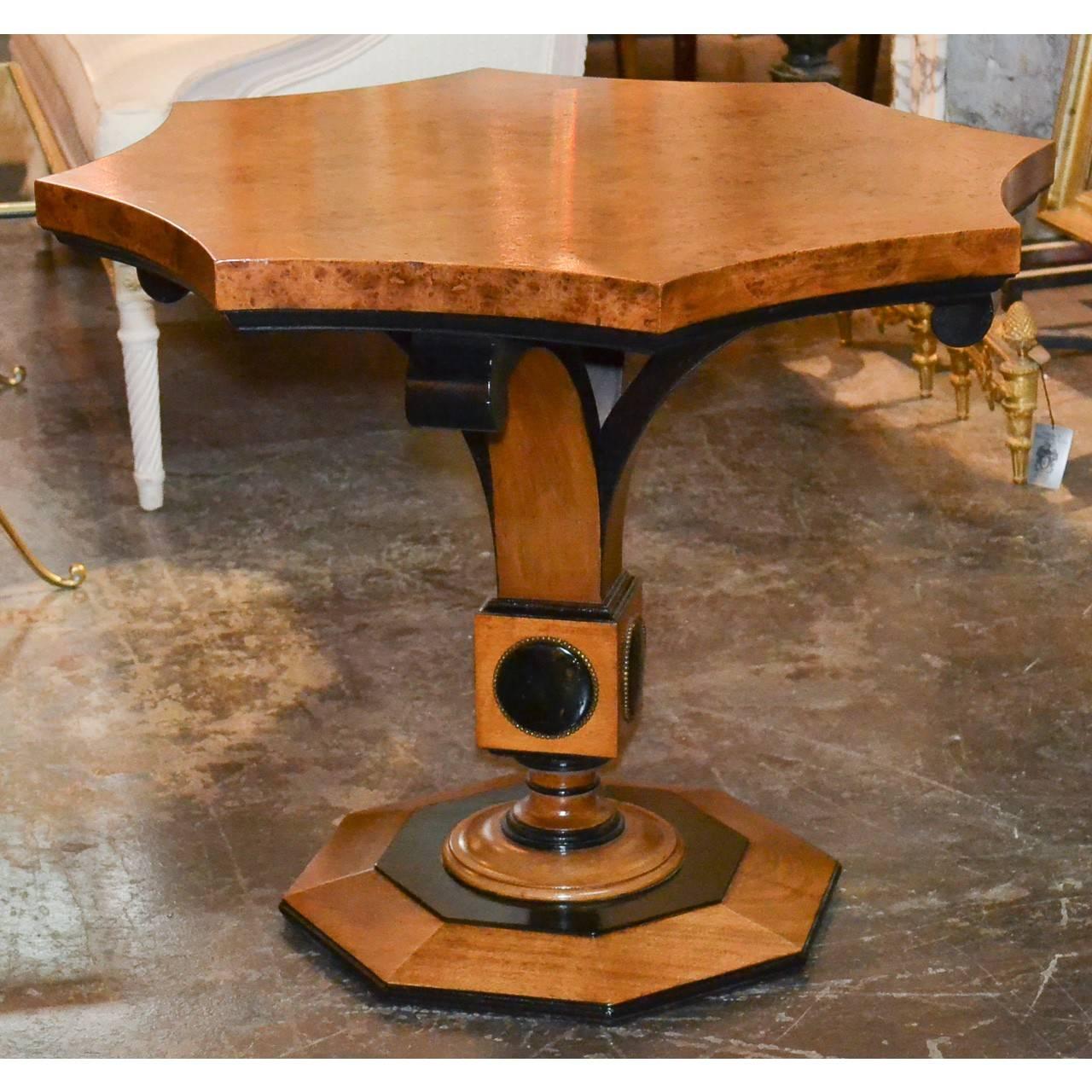 Ebonized 1940s Continental Burl Wood Table