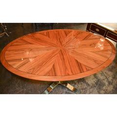 Exotic Rosewood and Heavy Brass Modern Oval Table