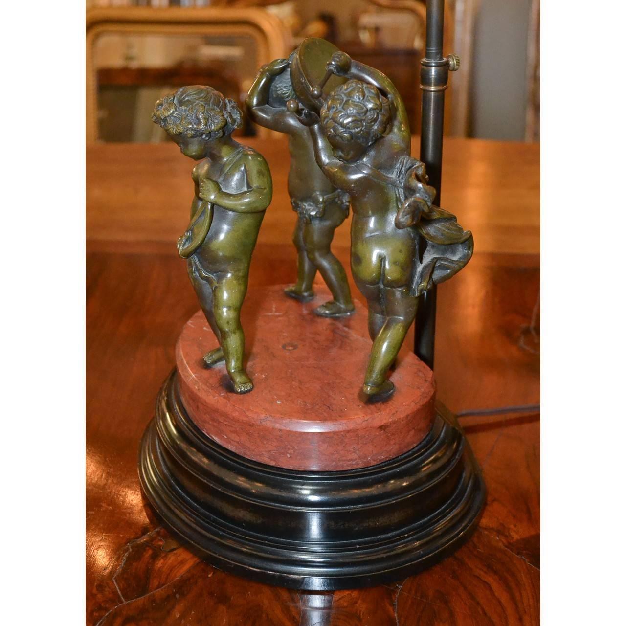 French 19th Century Bronze Cherub Sculpture Converted to Lamp