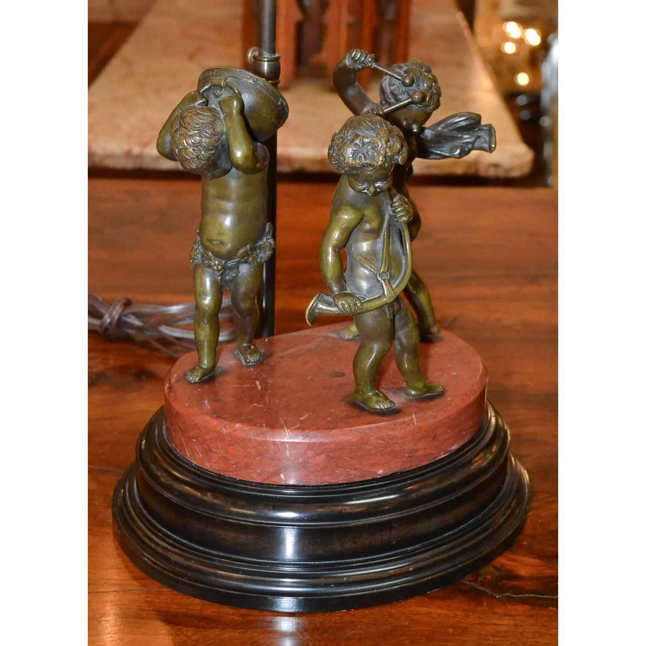 Late 19th Century 19th Century Bronze Cherub Sculpture Converted to Lamp