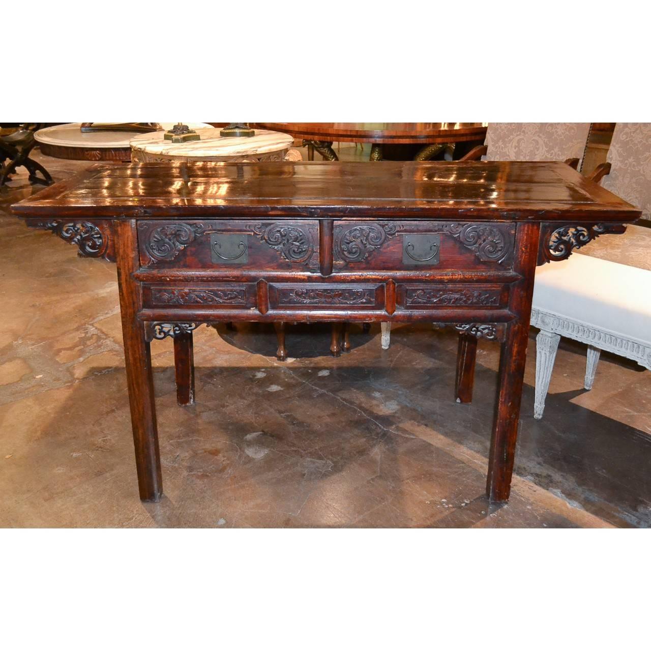 Chinese Export Nice Carved Oriental Server, circa 1920