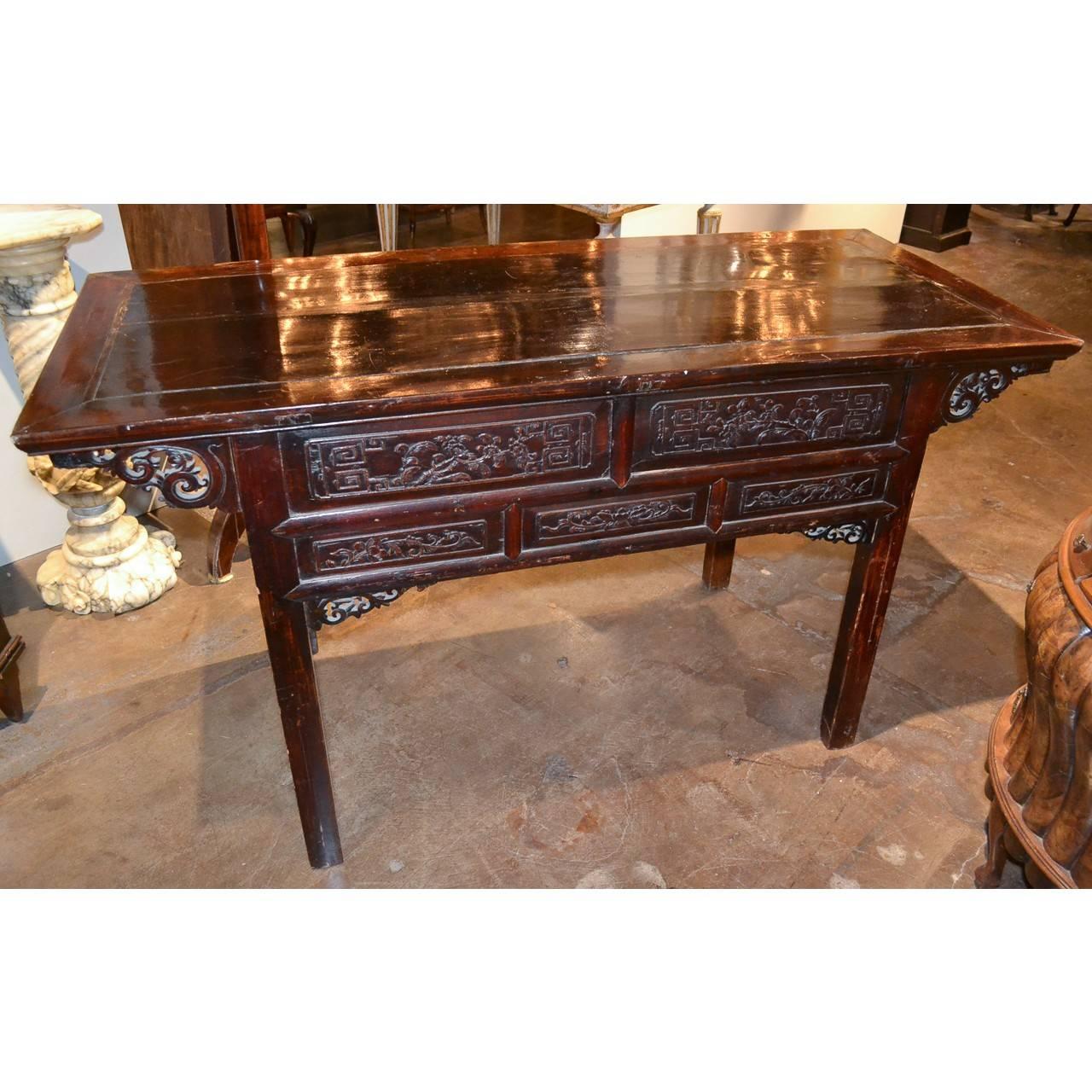 Nice Carved Oriental Server, circa 1920 1