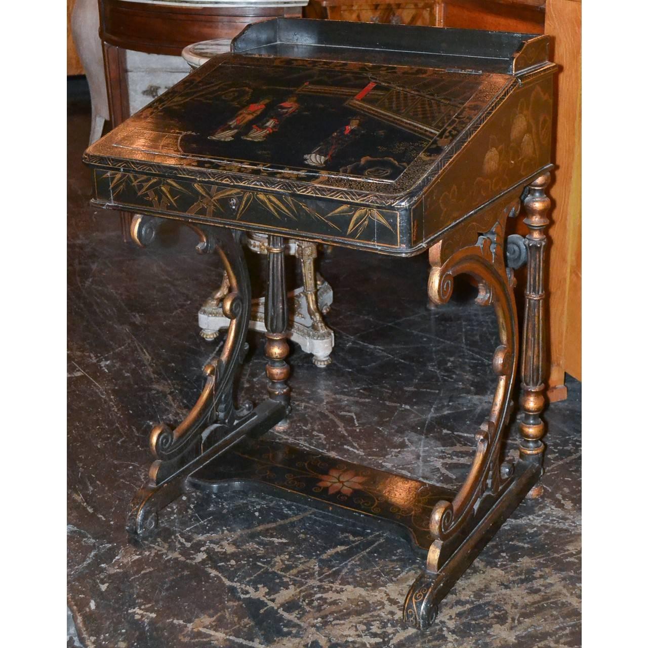 Nice 19th Century English Chinoiserie Davenport Desk 2