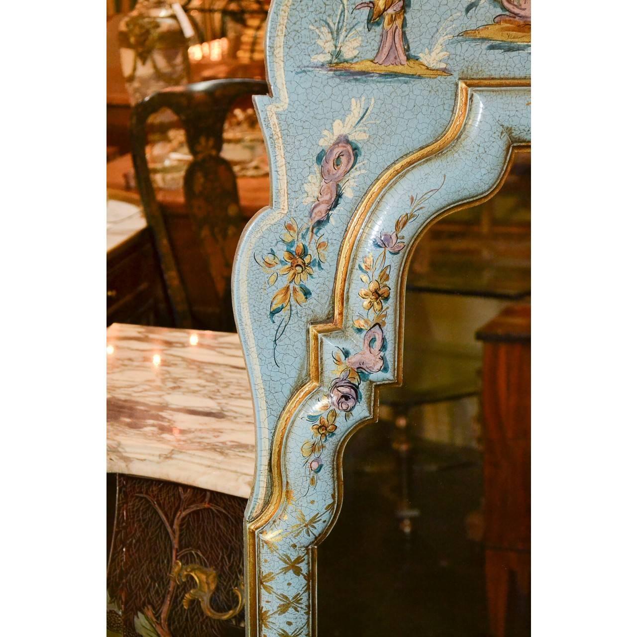 Great Britain (UK) Queen Anne Style Chinoiserie Lacquered Mirror