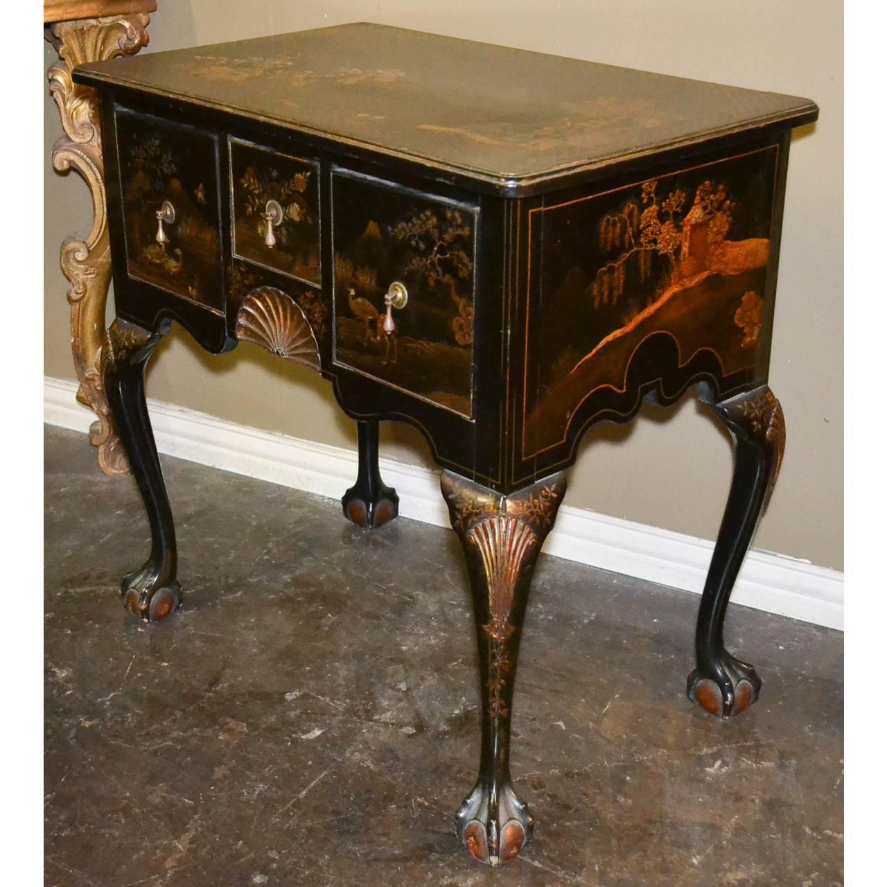 Wood Early 19th Century Queen Anne Chinoiserie Lowboy