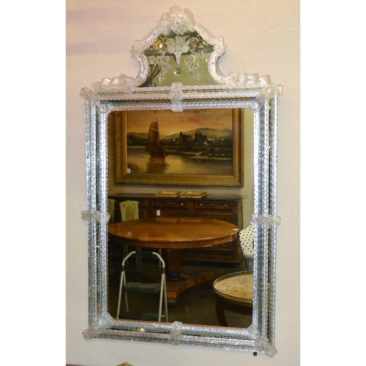 Etched Early 20th Century Venetian Mirror