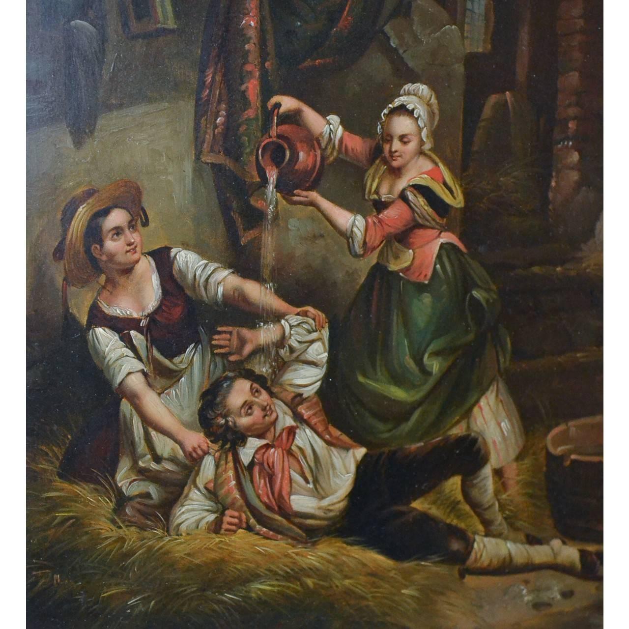 Great Britain (UK) Pair of 19th Century English Framed Oil on Panel Paintings