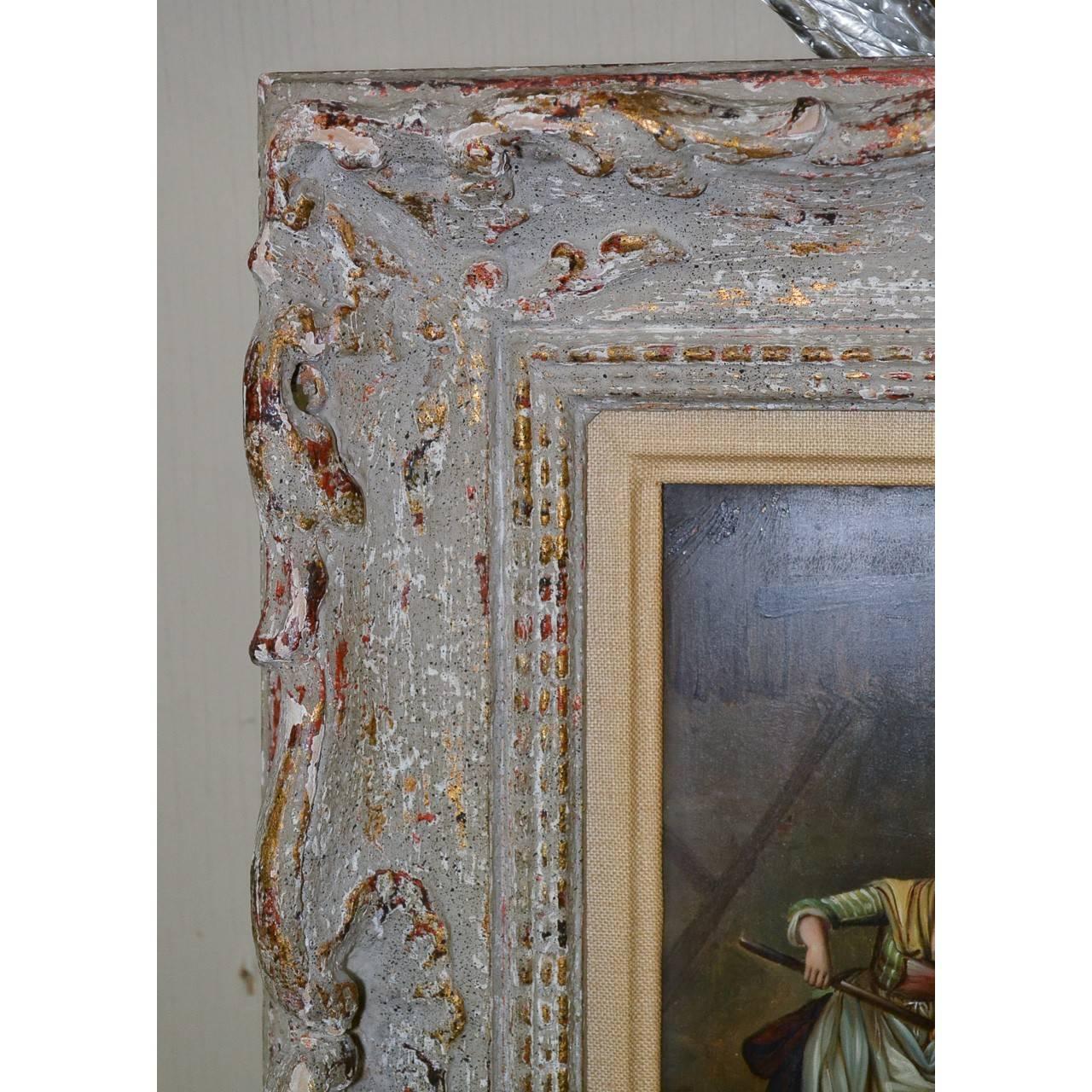 Hand-Painted Pair of 19th Century English Framed Oil on Panel Paintings