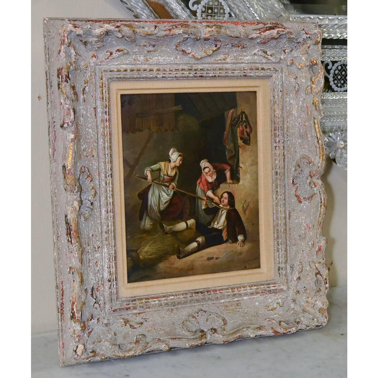 Pair of 19th Century English Framed Oil on Panel Paintings In Good Condition In Dallas, TX