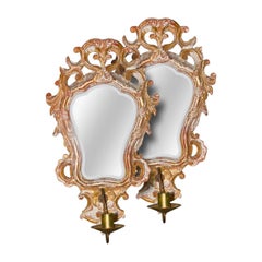 Pair of Italian Giltwood and Gesso Sconces
