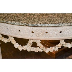 Antique French Louis XVI Painted Console with Marble Top