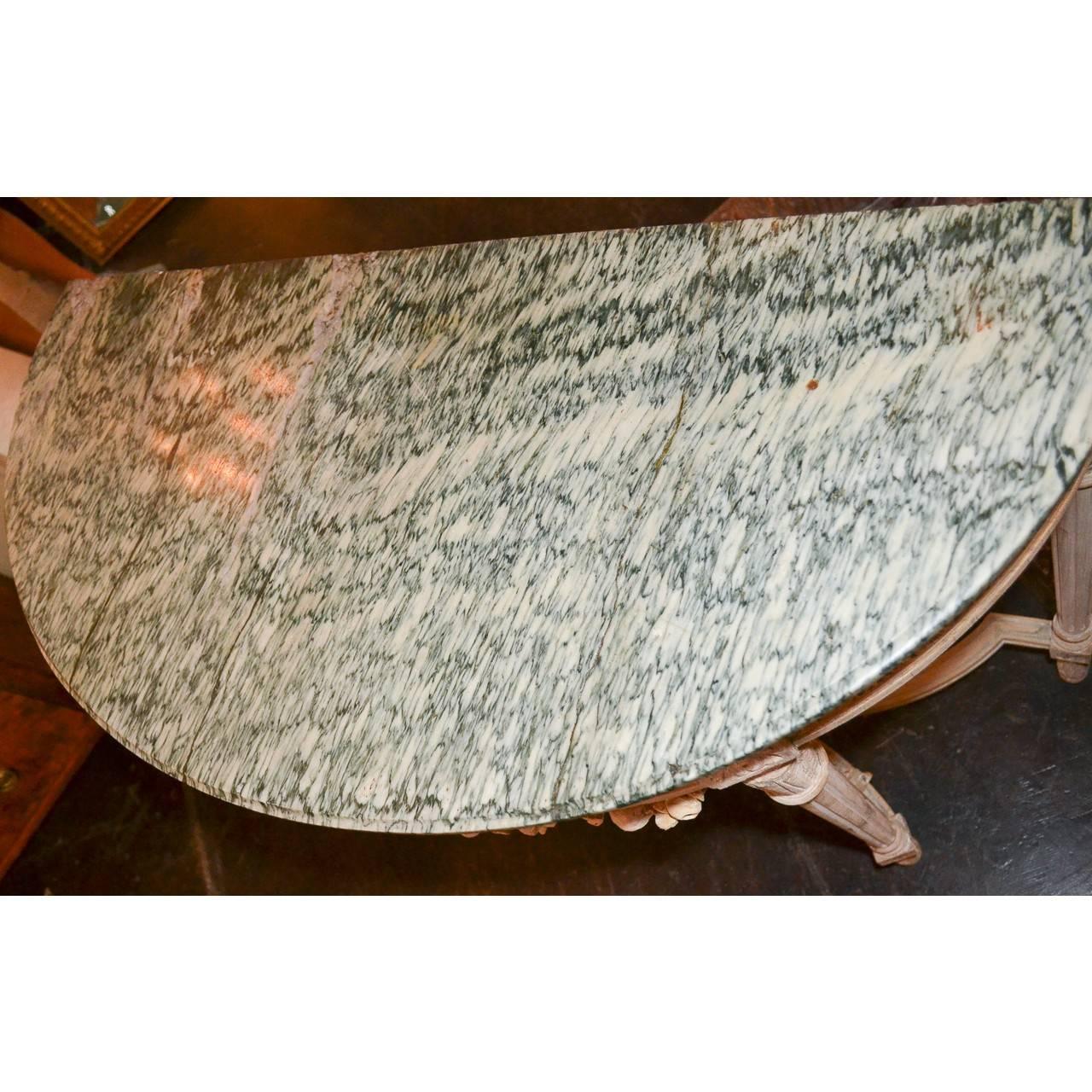 Antique French Louis XVI Painted Console with Marble Top In Good Condition In Dallas, TX