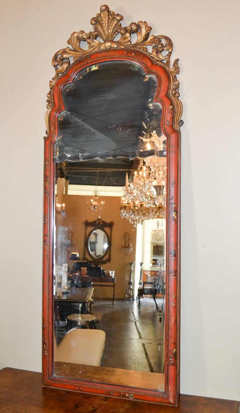 18th Century and Earlier 18th Century English Queen Anne Chinoiserie Mirror
