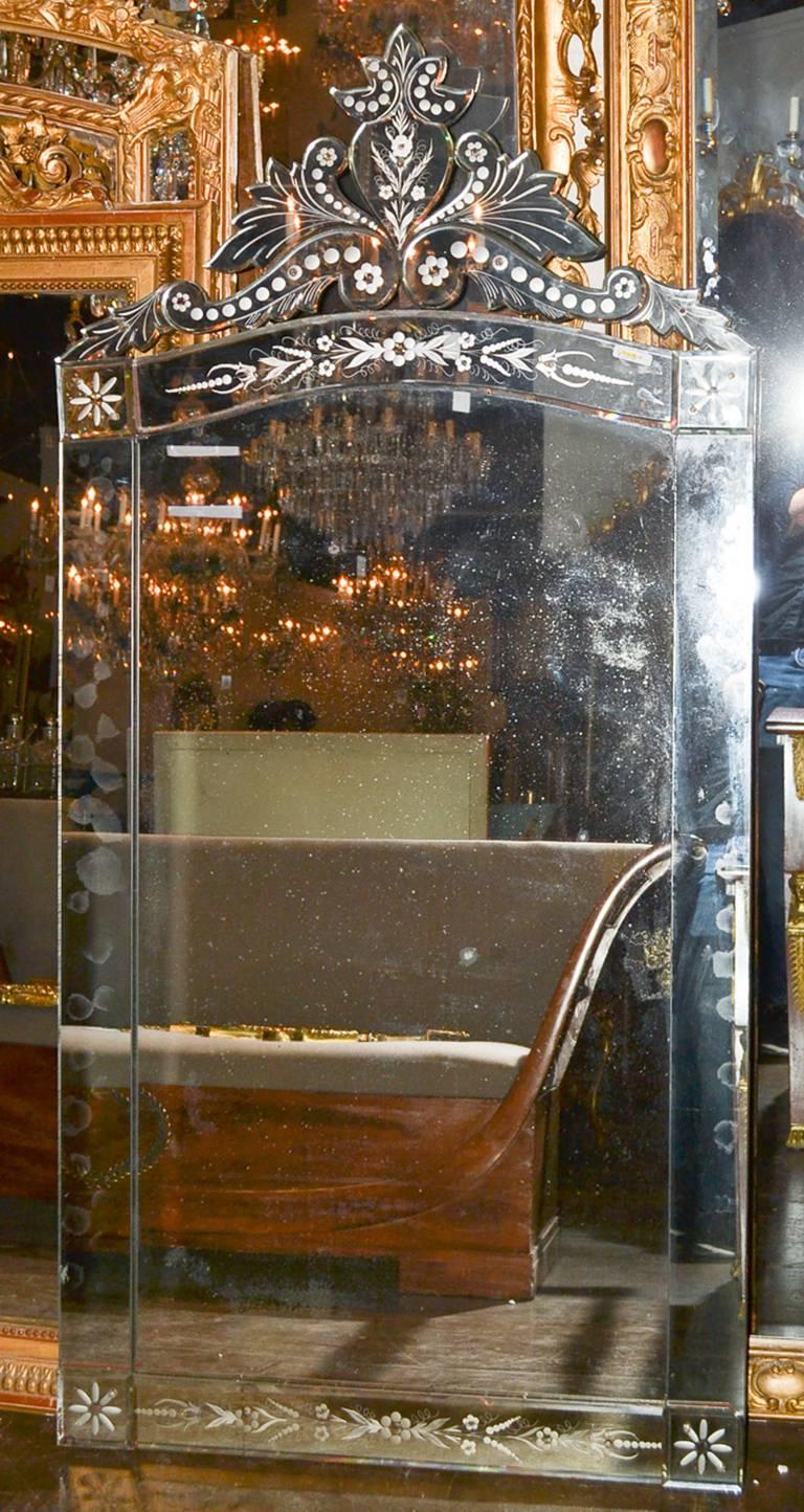 Mid-20th Century Large Venetian Glass Mirror