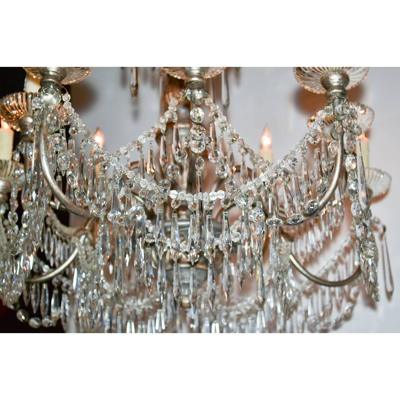 Italian Painted Wood and Crystal Chandelier 2