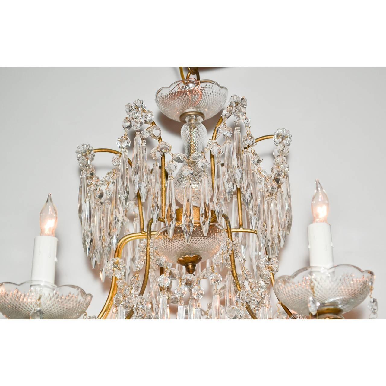 Beaded French Crystal Prism Chandelier, circa 1940