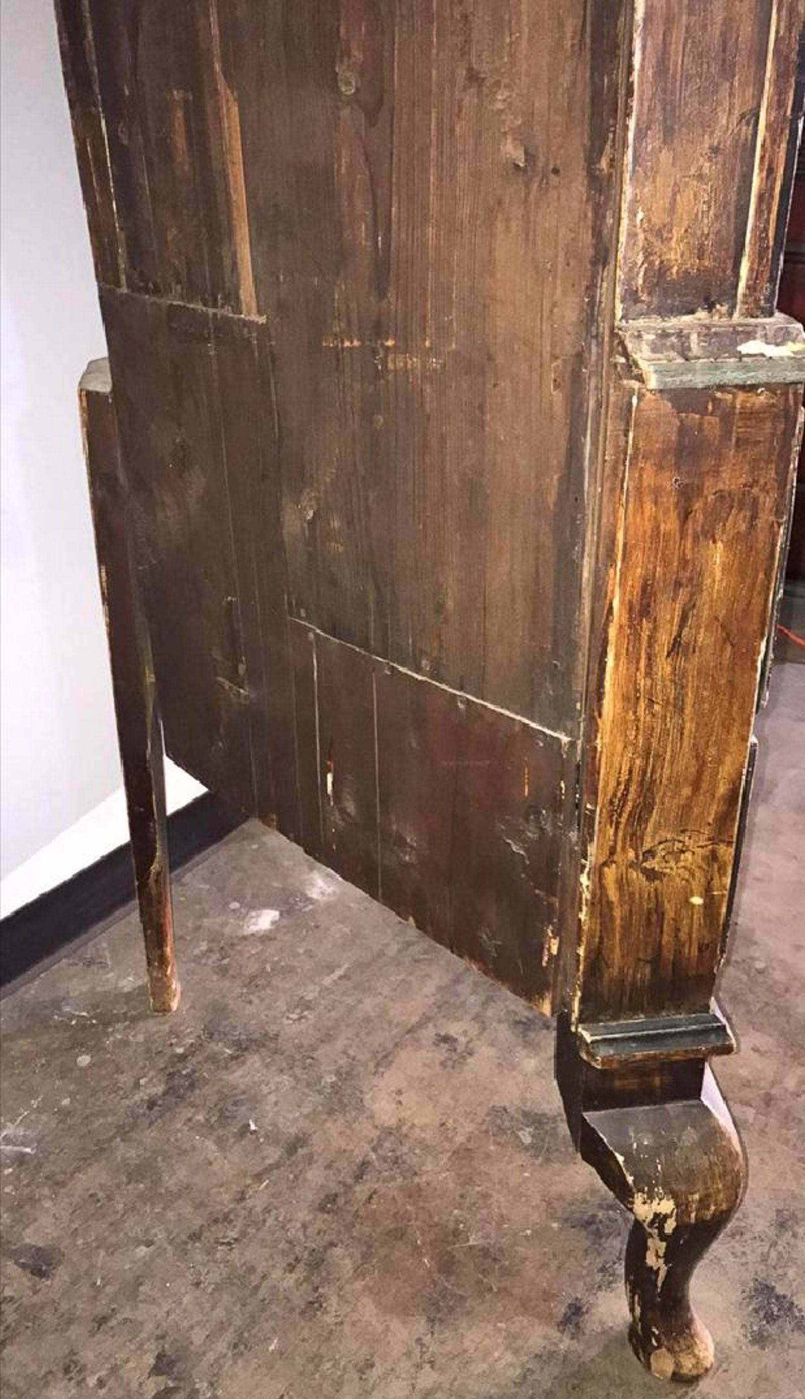 18th Century Swedish Carved and Painted Corner Cabinet, Rare 1