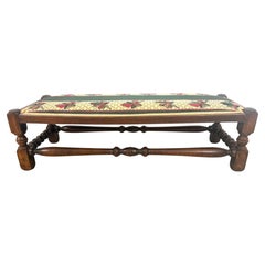 English fireside bench Victorian style Oak England 1890-1910