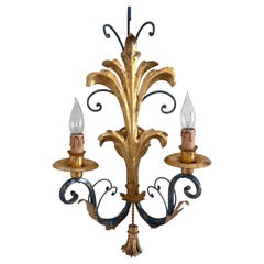 Large Hollywood Regency Florentine Wall Lamp Made in Italy 1970s 1 of 20