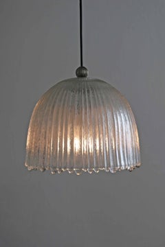 Peill & Putzler minimalist ice glass pendant light Mid-Century Modern 1970s