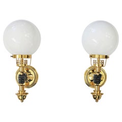 Brass fire hand wall sconce style Maison Jansen Vereinigte Werkstätten Set of 2